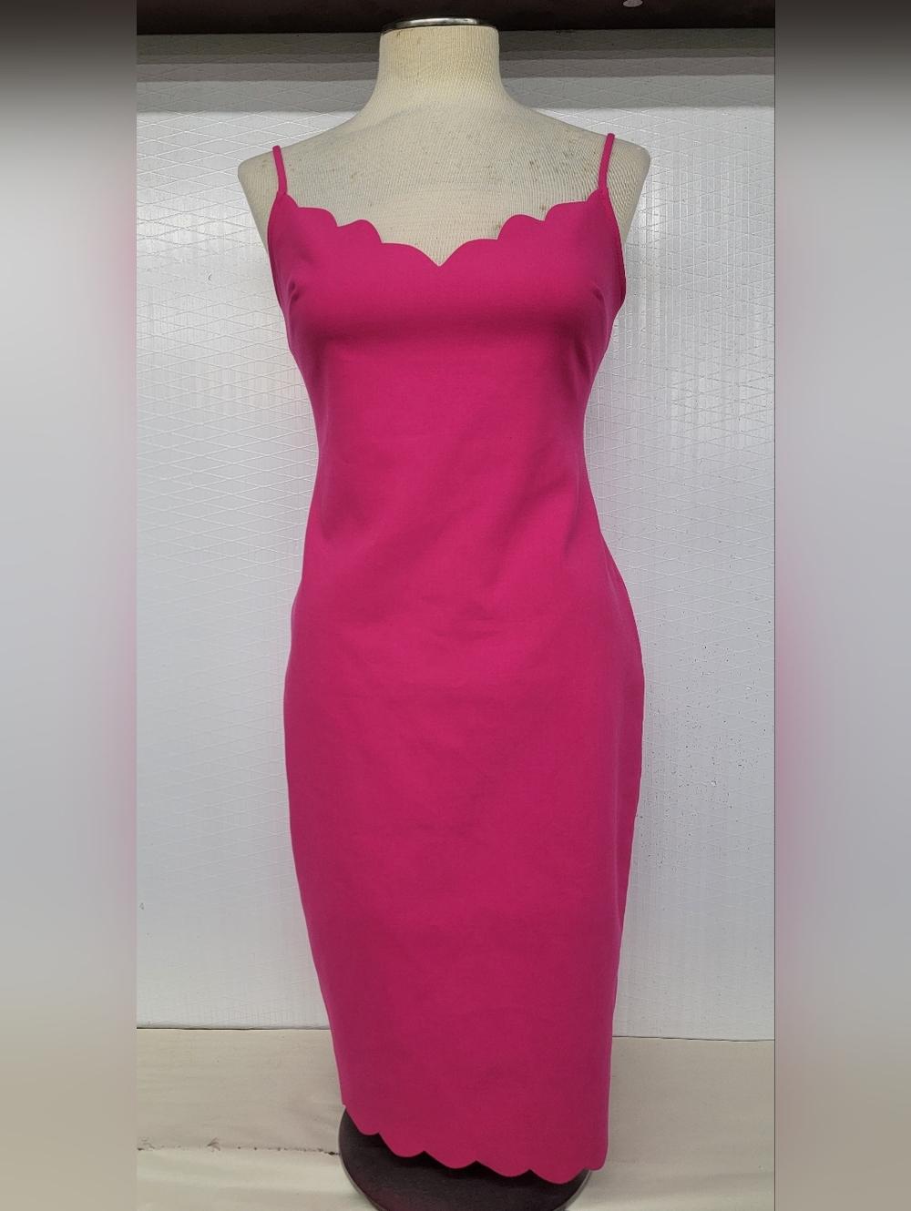 Fuchsia Pink Scallop-Trim Dress